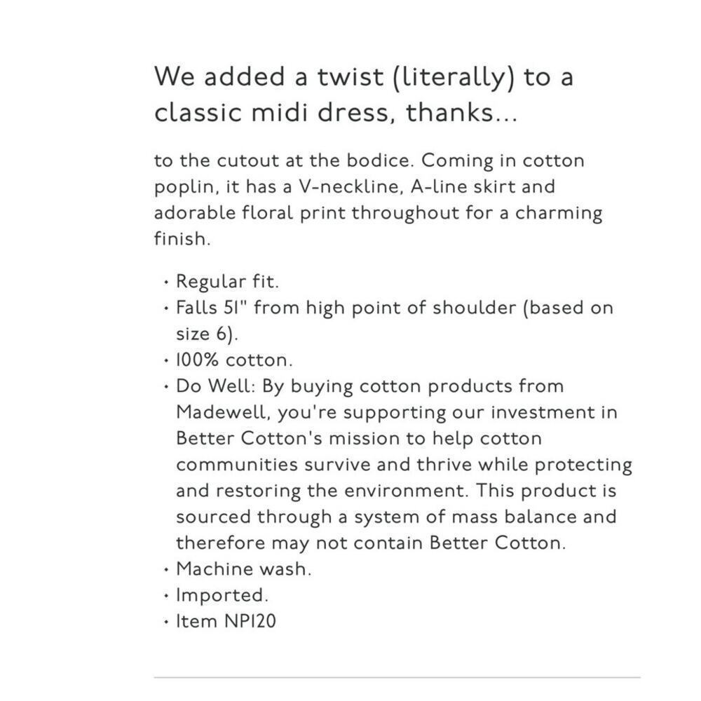 NWT Madewell Orange Floral Sleeveless Stephanie Midi Cotton Dress Size 4 - Picture 4 of 12